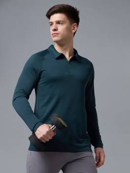 Technosport - Teal Men's Solid Slim Fit Half Sleeves Matpiq Polo T-Shirt