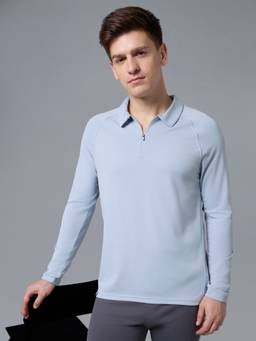 Technosport - Blue Men's Solid Slim Fit Half Sleeves Matpiq Polo T-Shirt