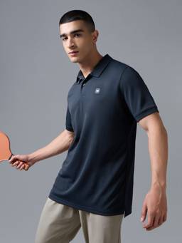 Technosport - Navy Blue Men's Solid Regular Fit Half Sleeves Matpiq Polo T-Shirt