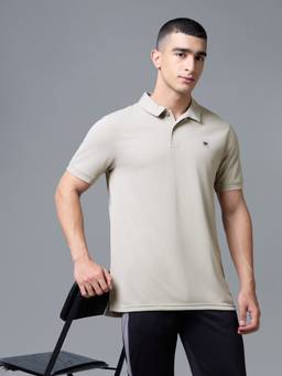 Technosport - Beige Men's Solid Regular Fit Half Sleeves Matpiq Polo T-Shirt