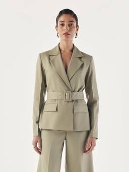 Néant - Green Belted Double-Breasted Summer Blazer