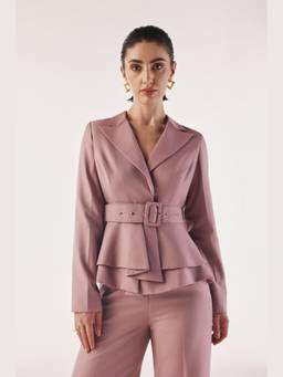 Néant - Pink Redefined Hourglass Belted Blazer