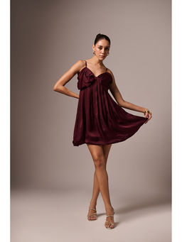 EMBLAZE - Wine Bow Neck Dress