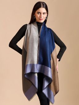 Zamour - Woven Checkered Pastel Sleeveless Blue Shrug