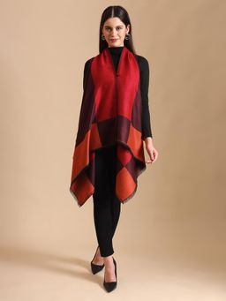 Zamour - Woven Checkered Pastel Sleeveless Maroon Shrug