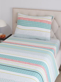 Layers - Zen Collection 220TC Green Striped Flat Bedsheet Set (Single)