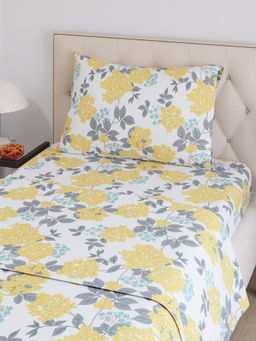 Layers - Zen Collection 220TC Yellow Floral Flat Bedsheet Set (Single)