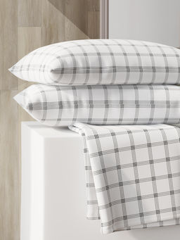 Layers - Zen Collection 220TC White Checkered Flat Bedsheet Set