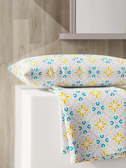 Layers - Emaline Collection 144 TC 100% Cotton Grey Moroccan Tile Single Size Flat Bedsheet Set