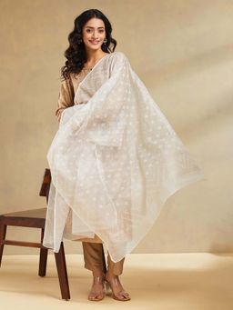 Fabindia - Natural Cotton Silk Hand Block Printed Dupatta
