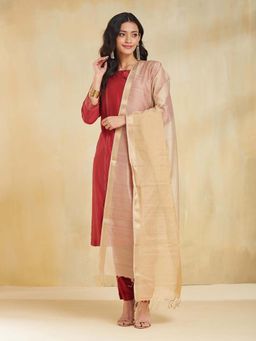 Fabindia - Beige Cotton Silk Blend Dupatta