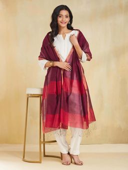 Fabindia - Purple Viscose Blend Hand Woven Dupatta