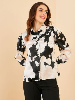 Marie Claire - Women Regular Fit Printed Regular Sleeves Collar Shirt