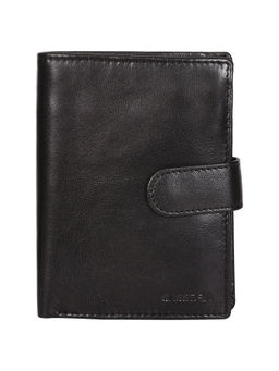 Sassora - Premium Leather Black Rfid Large Snap Button Wallet (L)