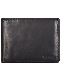 Sassora - Genuine Leather Medium Size Black Rfid Protected Men Bifold Wallet (L)