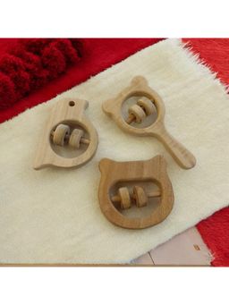 neemtoys - Baby Brown Neem Wooden Rattles (Pack of 3)