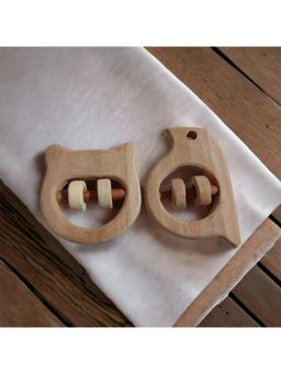 neemtoys - Baby Brown Natural Neem Wooden Rattles (Pack of 2)