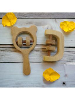 neemtoys - Baby Brown Neem Wooden Rattles (Pack of 2)