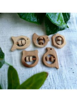 neemtoys - Baby Brown Neem Wooden Design Rattles (Pack of 5)