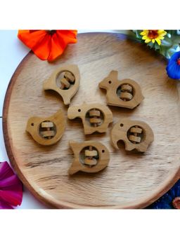 neemtoys - Baby Brown Neem Wooden Design Rattles (Pack of 6)