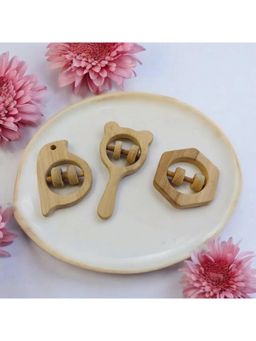 neemtoys - Baby Brown Natural Neem Wooden Rattles (Pack of 3)