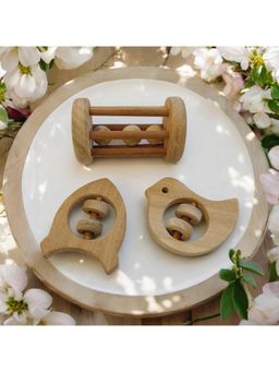 neemtoys - Baby Brown Neem Wooden Design Rattles (Pack of 3)