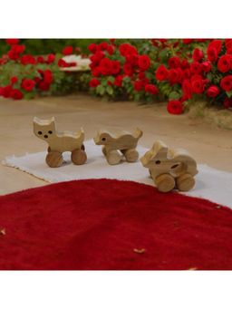 neemtoys - Neem Wooden Animal Design Wheel Toys (Pack of 3)