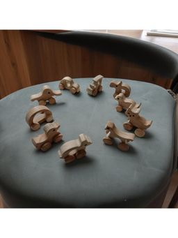 neemtoys - Light Brown Neem Wooden Design Wheel Toys (Pack of 10)