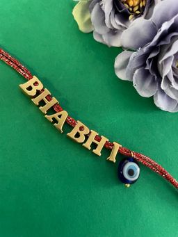 Digital Dress Room - Gold Plated Bhabhi & Blue Evil Eye Rakhi