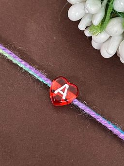 Digital Dress Room - Letter A Colorful Heart Kids Rakhi