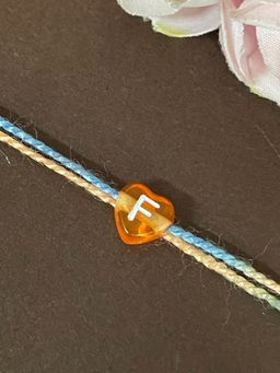 Digital Dress Room - Letter F Colorful Heart Kids Rakhi