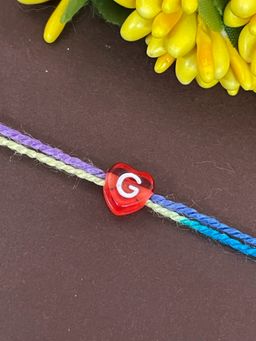 Digital Dress Room - Letter G Colorful Heart Kids Rakhi
