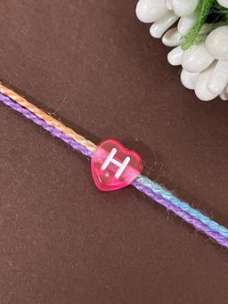 Digital Dress Room - Letter H Colorful Heart Kids Rakhi