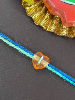 Digital Dress Room - Letter I Colorful Heart Kids Rakhi