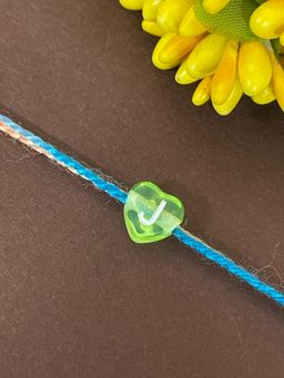 Digital Dress Room - Letter J Colorful Heart Kids Rakhi