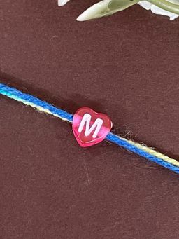 Digital Dress Room - Letter M Colorful Heart Kids Rakhi