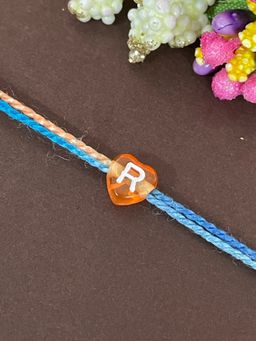 Digital Dress Room - Letter R Colorful Heart Kids Rakhi