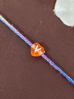 Digital Dress Room - Letter V Colorful Heart Kids Rakhi