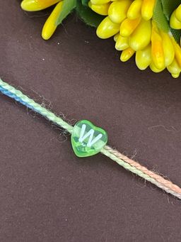 Digital Dress Room - Letter W Colorful Heart Kids Rakhi