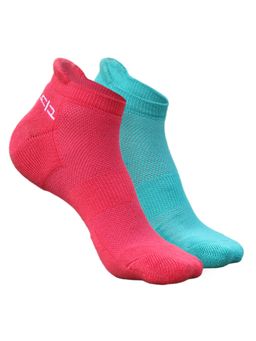 Heelium - Bamboo Ankle Socks for Women - 2 Pairs - Pink - Teal Odour Free Anti Blister