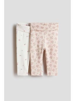 H&M - Girls White 2-Pack Cotton Jersey Leggings