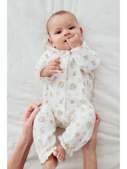 H&M - Girls Beige Cotton Muslin Romper Suit