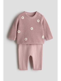 H&M - Girls Pink 2-Piece Cotton-Knit Set