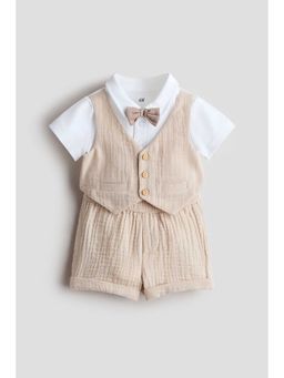 H&M - Boys Beige 2-Piece Dressy Cotton Set