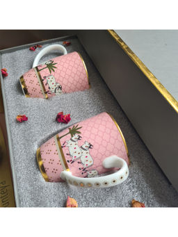 Kaunteya - Gift Set Pichwai Set Of 2 Pink Coffee Mugs