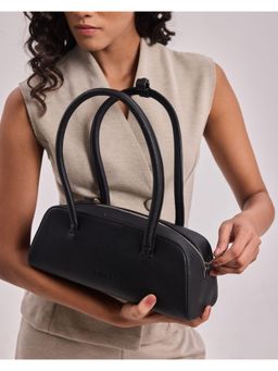 ZAMANA - Women Black Leather Textured Handbag