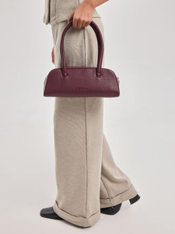 ZAMANA - Women Burgundy Leather Textured Handbag