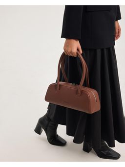 ZAMANA - Women Brown Leather Textured Handbag