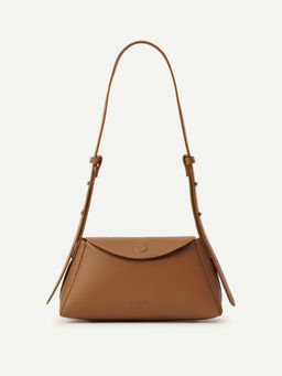 ZAMANA - Women Tan Leather Solid Handbag