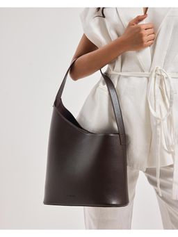 ZAMANA - Women Brown Leather Solid Tote Bag